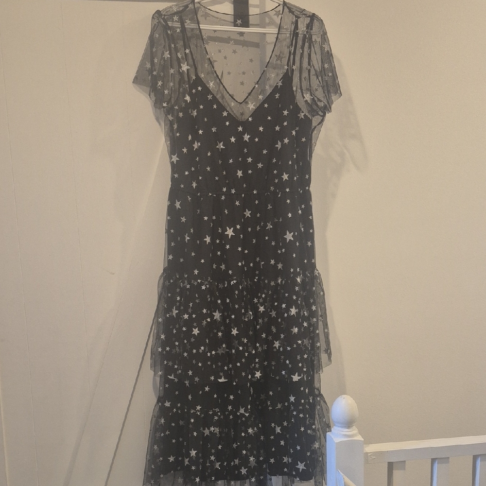Modcloth Black Starry Midi Dress